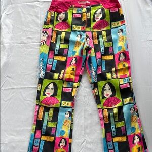 Del Rosario Vibrant Women's Graphic Flare Pants Colorful Maximalist Flamboyant